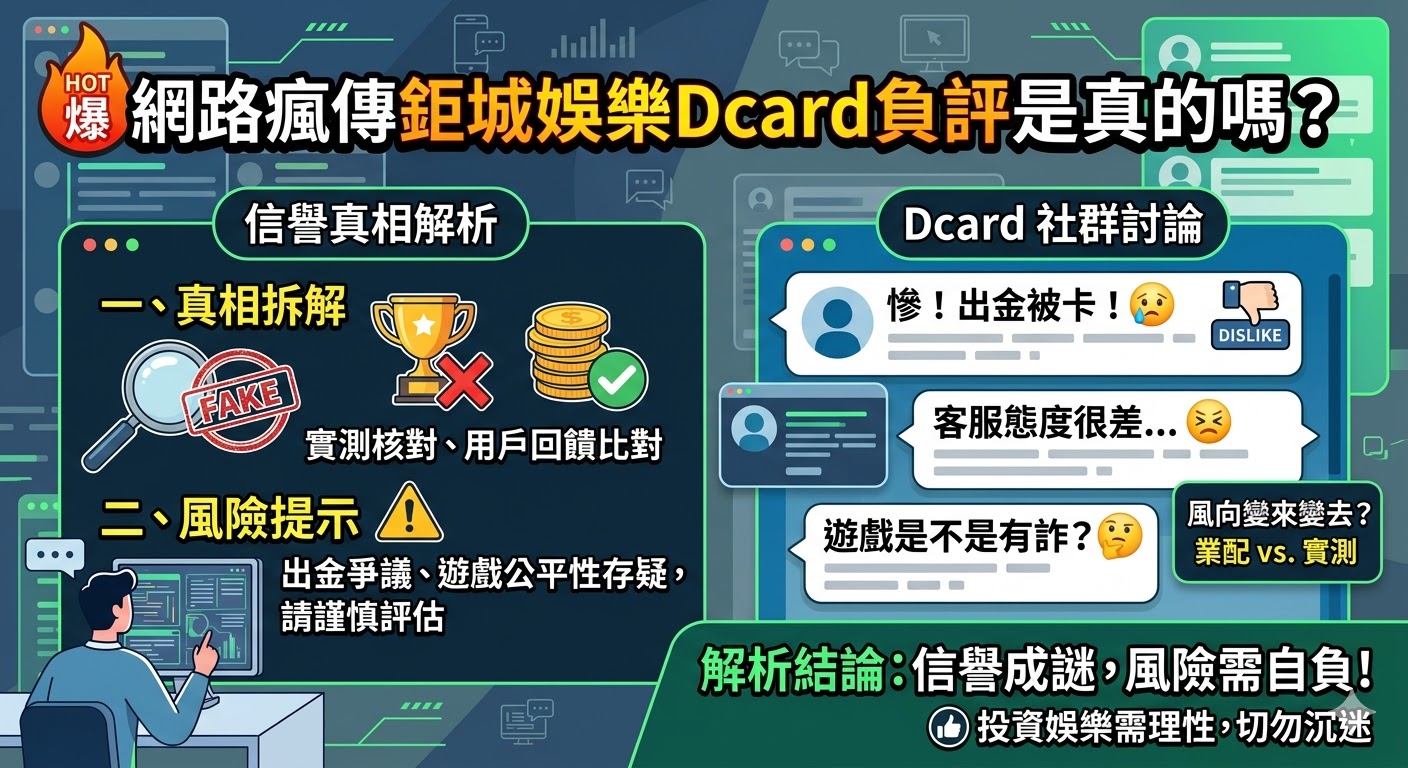 網路瘋傳鉅城娛樂dcard負評是真的嗎？解析這間娛樂城在社群上的信譽真相
